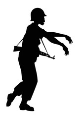 Soldier zombie silhouette vector on white background, ghost or devil in Halloween day.