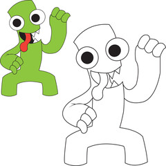 rainbow and friend cartoon collection for coloring book page for anti stress.Vector illustration