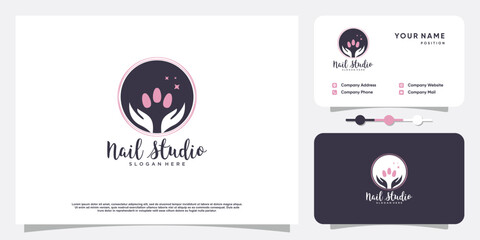 Nail art logo design vector with modern and creative style