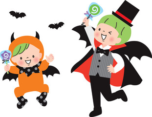 ハロウィンでかわいい仮装をする男の子達