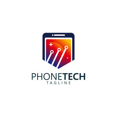 modern phone tech logo icon vector isolated