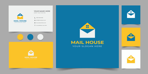 mail house logo and business card modern design