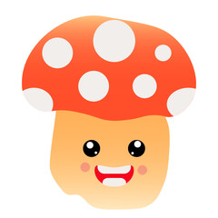 Mushroom Illustration and Vector. Character Mushroom. Cartoon Mushroom. 