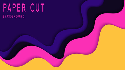 Abstract Colorful Dynamic Waves Papercut Background Design