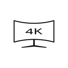 Curved 4K monitor screen icon line style isolated on white background. Vector illustration