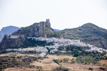 Fototapeta na wymiar Andalusia, Spain - October 11: Architectural details of the picturesque small, quiet hilltop white villages “Pueblos Blancos of Andalusia”, with enchanting Moorish charm in Spain, October 11th 2021