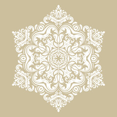 Elegant vintage ornament in classic style. Abstract traditional round white pattern with oriental elements. Classic vintage pattern