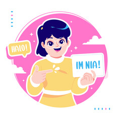 regards gesture cute girl cartoon character illustration