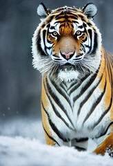 An orange Siberian Tiger in the snow