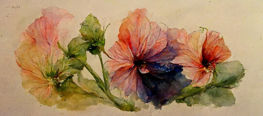 abstract flower in water colour paint ,illustation