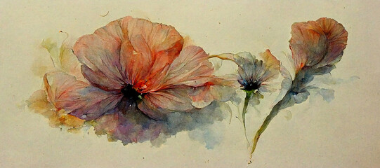Fototapeta premium abstract flower in water colour paint ,illustation