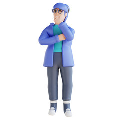 3D illustration woman thinking