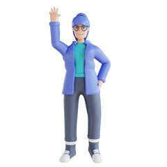 3D illustration of people waving hand