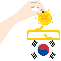 South Korean Flag hand  drawn,South Korean won