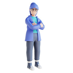 3D illustration of people with crossed arms