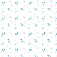 Blue Floral Seamless Pattern for Background