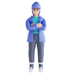 3D illustration of people with crossed arms