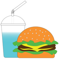 Burger and bubble gum milk