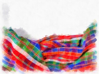 loincloth or Scottish Tissue style watercolor style illustration impressionist painting.