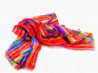 loincloth or Scottish Tissue style watercolor style illustration impressionist painting.