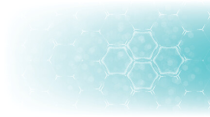 Fototapeta premium Background of hexagon geometric white blue pattern bright. healthcare medical and technology background.Graphic digital science concept design.