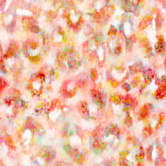 Delicate pastel pink, red, yellow transparent blur animal, leopard skin spots seamless pattern