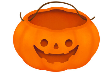 Halloween Pumpkin Head , hand drawn illustion clip art.Pumpkin basket.