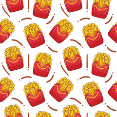 French Fries Fast Food Seamless Pattern
