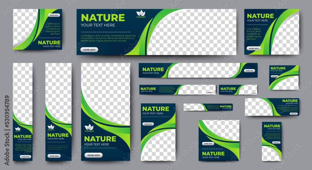 Canvas Prints green banner design web template set, horizontal header web banner. modern gradient green cover head
