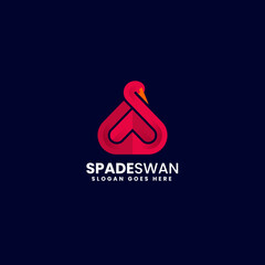 Vector Logo Illustration Spade Swan Gradient Colorful Style