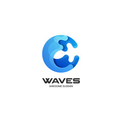 Vector Logo Illustration Waves Gradient Colorful Style