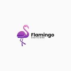 Vector Logo Illustration Flamingo Gradient Colorful Style