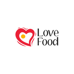 Love Food Logo For Restaurant, Cafe, and Food Lovers With Combination of Fried Egg and Heart