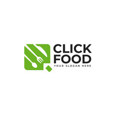 Click Food Logo Concept For Restaurant, Cafe, and Online Food Business