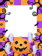 ハロウィンのフレーム素材　カボチャのお化けとゴーストたち（1_1）