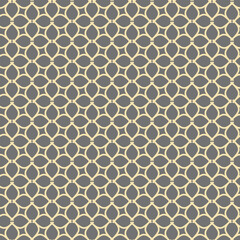 Seamless vector gray and yellow ornament in arabian style. Geometric abstract background. Grill with pattern for wallpapers and backgrounds