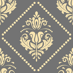 Orient vector classic gray and golden pattern. Seamless abstract background with vintage elements. Orient pattern. Ornament for wallpapers and packaging