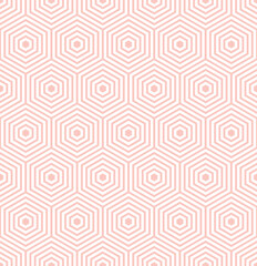 Geometric abstract vector hexagonal seamless pink background. Geometric modern ornament. Seamless modern pattern