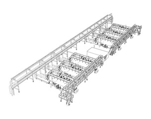 Sketch of industrial equipment. Vector