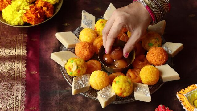 Diwali sweets Gulab jamun, gulaab barfi petha Laddu Jalebi peda Indian sweet festival dish mithai Dussehra Holi ganesh chaturthi Ram navami Durga pooja ashtami Navratri Mumbai Kerala India Sri Lanka