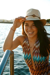 happy young girl at the beach