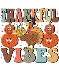 Naklejka premium Thanksgiving groovy style typography t-shirt design, Emoji Thanksgiving design, Kawai t-shirt design