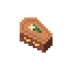 Fototapeta premium Coffin pixel art icon. Halloween 8-bit, sticker. Design for logo game, web, app, badges and patches. Isolated vector illustration.