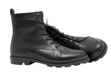 Pair of black shoes isolates on white background