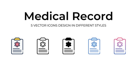 medical record icons set vector illustration. vector stock,