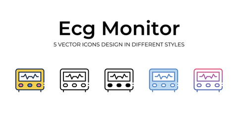 ecg monitor icons set vector illustration. vector stock,