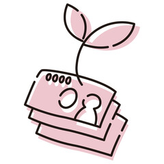 お金が増えるイメージ【紙幣と芽】