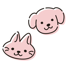シンプルな犬と猫のイラストセット