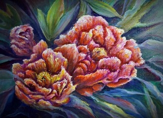 Fototapeta premium hand painted original impressionism brush stroke painting oil color plum blossom flower flora blossom bloom petal botany botanical vegetation natural beauty coloring contemporary art wildflower pollen
