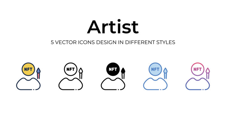 nft artist icons set vector illustration. vector stock,